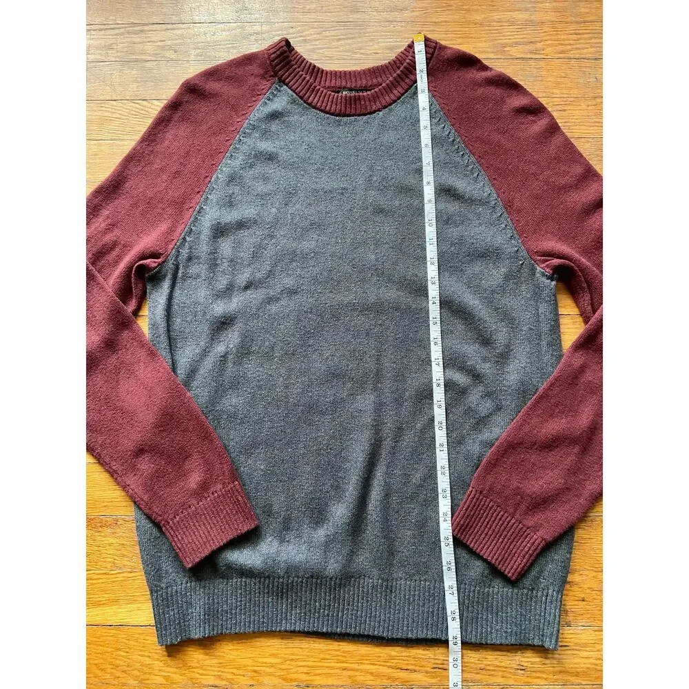 BANANA REPUBLIC Maroon/Grey Knit Pullover Sweater sz L